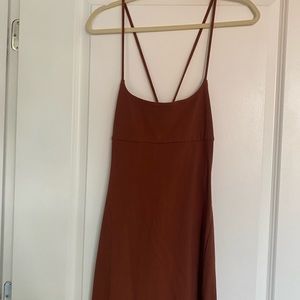 Brown tie-up back maxi dress